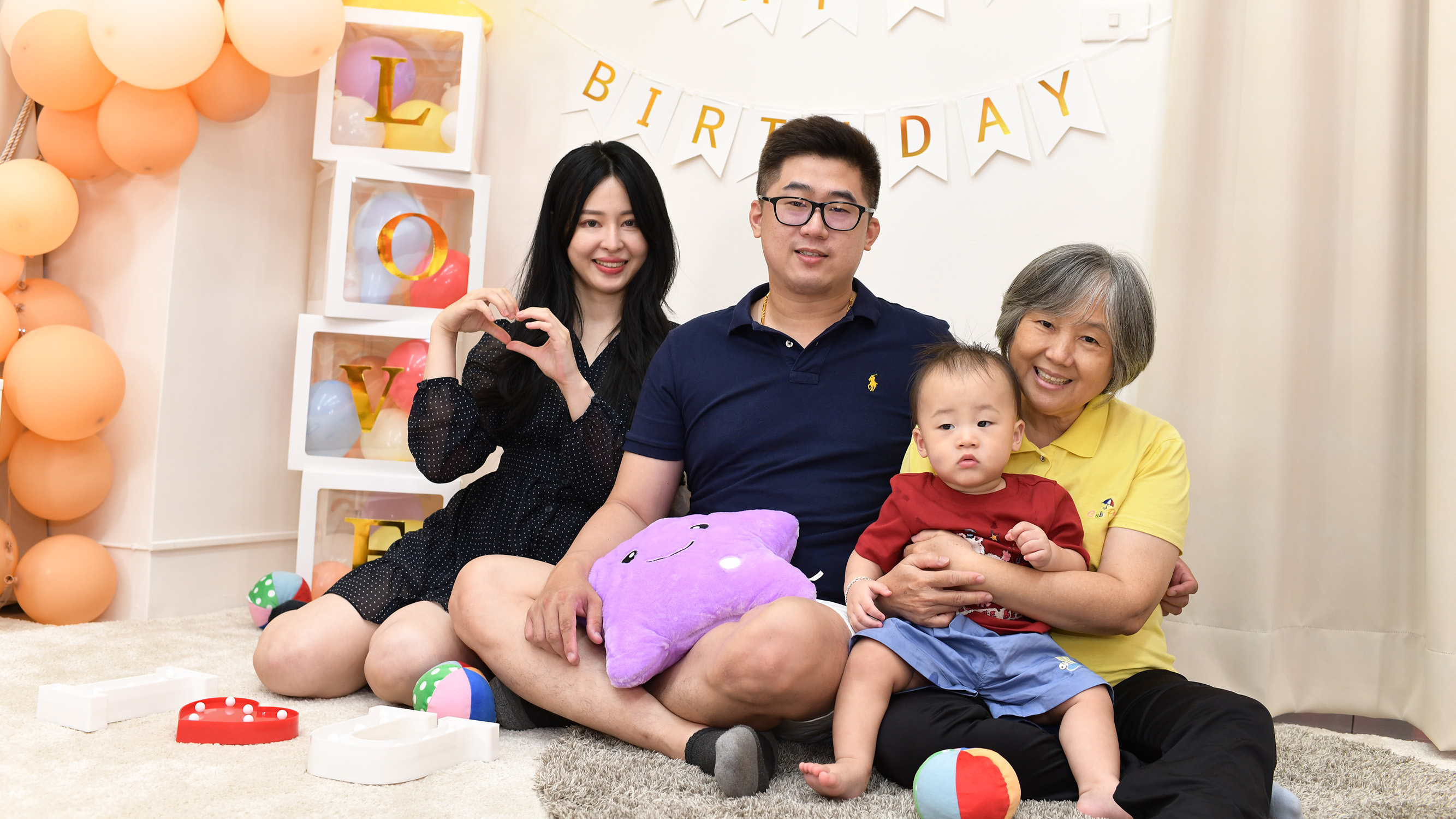 美式抓周全家福拍照