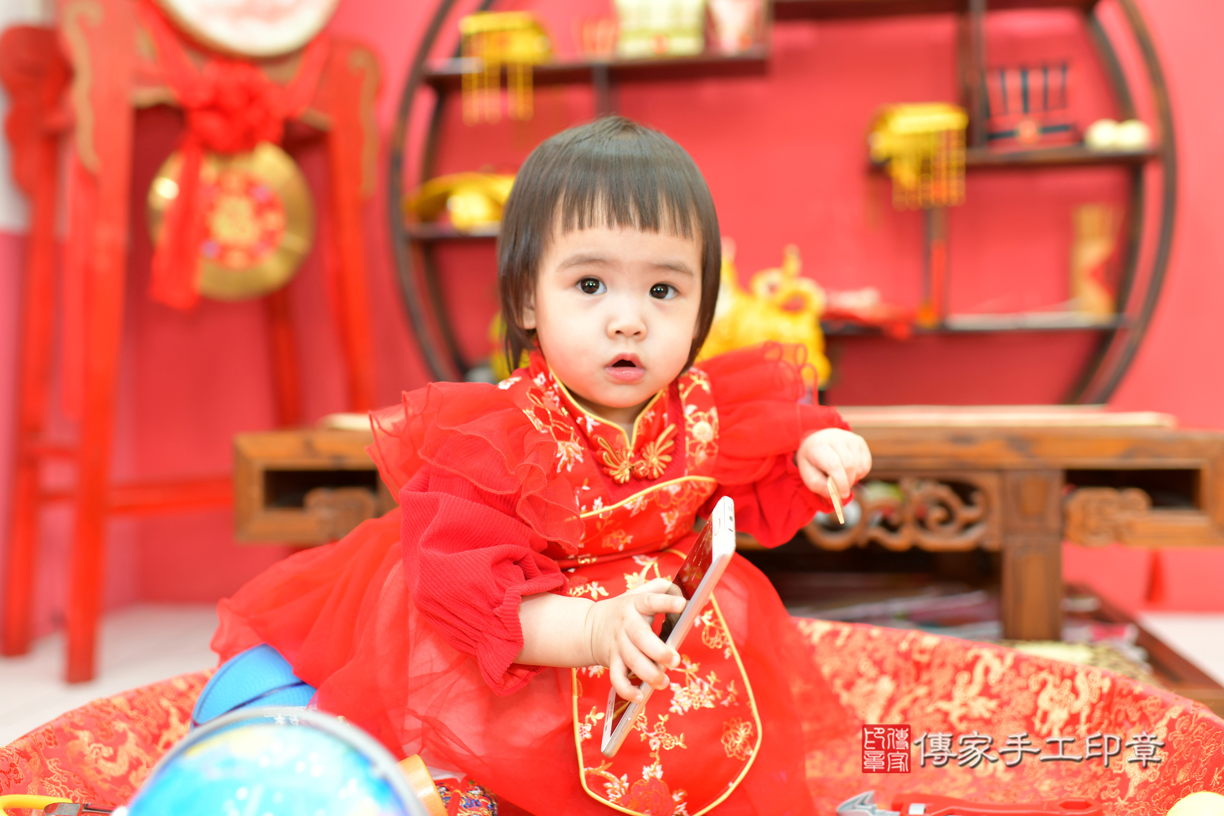 小葵寶寶抓周，小孩古裝禮服照。地點：傳家「台中店」古禮會場，照片3